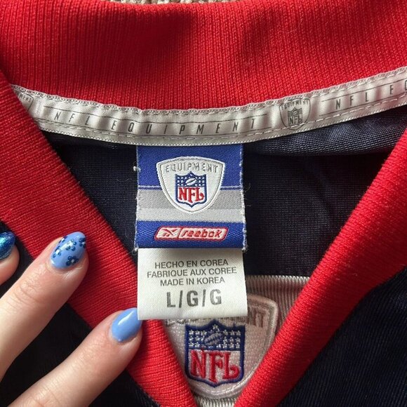 Vintage 90s Drew Bledsoe Navy Reebok Jersey Football Mens L Patriots Bills NWOT - Picture 5 of 15